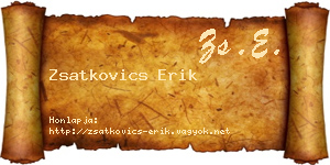 Zsatkovics Erik névjegykártya